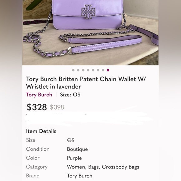 NWT Tory Burch Leather Lavender Crossbody Bag - Picture 7 of 9